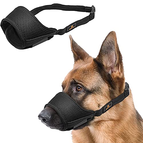 Hunde Maulkorb Nylon Atmungsaktives Mesh Weiches Polster mit Verstellbarer Schlaufe Sicherer verhindert Beißen Bellen und Kauen Hunde-Mundschutz (Schwarz, S) von Menmamenma