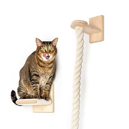 Meow Mania Premium Wandmontiertes 100% Baumwollseil Katzenkletterer, Kratzbaum, Lounging Sanctuary & Interaktives Spielen Katzenspielzeug für gesunde Katzengewohnheiten und endlose Unterhaltung von Meow Mania