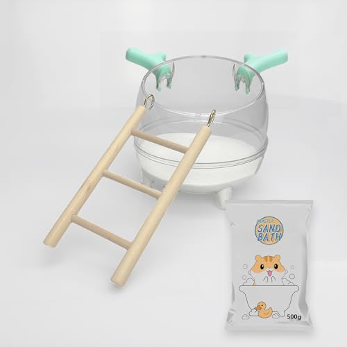 Meow&Woof Hamster Sand Bad Container, Easy Clean Plastic Bowl, Kleintier große Staub Badehaus mit Sand und Treppen, Badewanne Käfig Zubehör für syrische Gerbil Hamster (Blue) von Meow&Woof