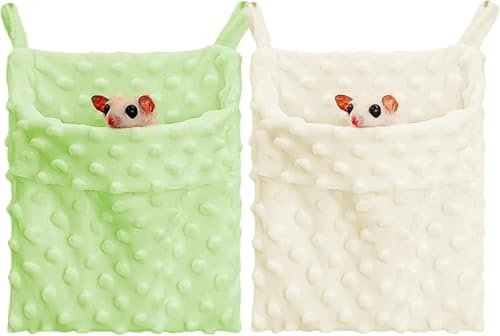 Meow&Woof Sugar Glider Bonding Pouch Carrier Bag Sling Sleep Bag with Adjustable Strap for Gliders Ferret Rat Hedgehog Hamster Small Pets Green&Beige von Meow&Woof