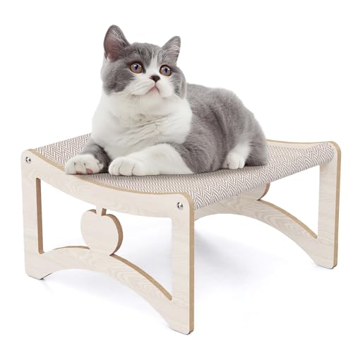 MeowHomm Katzenbett, hölzerne Katzenhängematte für Indoor-Katzen, atmungsaktives Katzenschaukelbett für Kätzchen, Welpen, Kaninchen und kleine Haustiere, Haustiermöbel, Schlafbett von MeowHomm