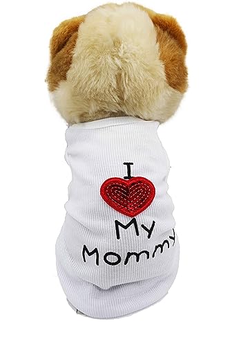 Hunde-Shirt mit Aufschrift "I Love My Mom Mommy Dad Daddy", Größe S, Größe XS von MeowWow