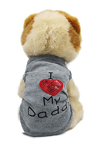 Hunde-Shirt mit Aufschrift "I Love My Mom Mommy Dad Daddy", Größe XXS von MeowWow