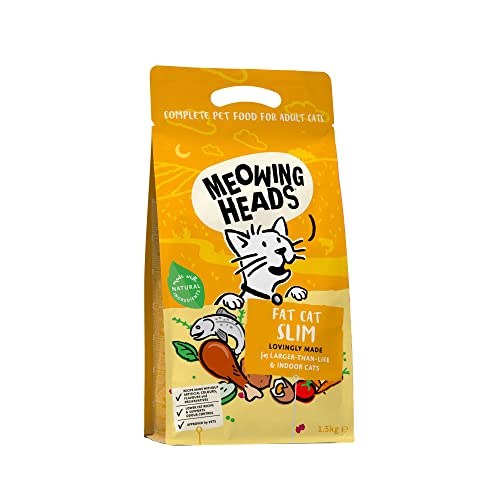 Meowing Heads Fat Cat Slim Trockenfutter Katzen, 100% Natürliches Gourmet Katzenfutter mit Huhn und Fisch, Diät Katzenfutter mit Getreidefreier Rezeptur und Reduziertem Fettgehalt, 1,5 kg von Meowing Heads