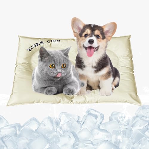 Meowland Haustier-Kühlmatte [Gelb] Katze Hund Kissen Pad Sommer Cool Down Bequem Weich für Haustiere von Meowland