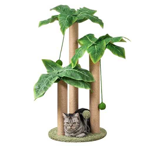 Katzenkratzbaum 80.0 cm Palme Niedlich Katzenbaum Kratzstangen Sisal Hängende Bälle Katzenkratzer für Kätzchen und Erwachsene Katzen von Meowoou