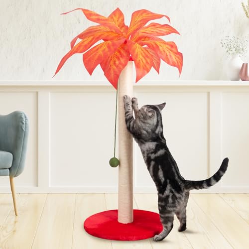 Katzenkratzbaum Katzenkratzbaum 88,9 cm hoch Kratzbaum mit Sisalseil für Indoor-Katzen Große Katzenkratzbaum Sisal Katzenkratzbaum Niedlich für Kätzchen Kratzbaum Rot von Meowoou