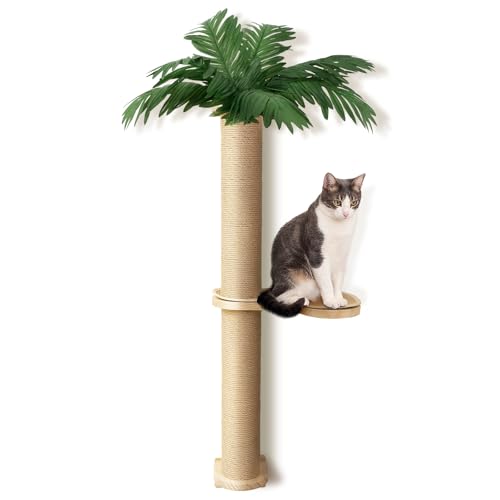 MEOMOOU Kratzbaum zur Wandmontage, 99 cm, Aktivitätsbaum, geeignet für erwachsene Katzen, Kätzchen und alle Arten von Katzen, ausgestattet mit Kissen, sicher und stabil für einfache Montage von Meowoou