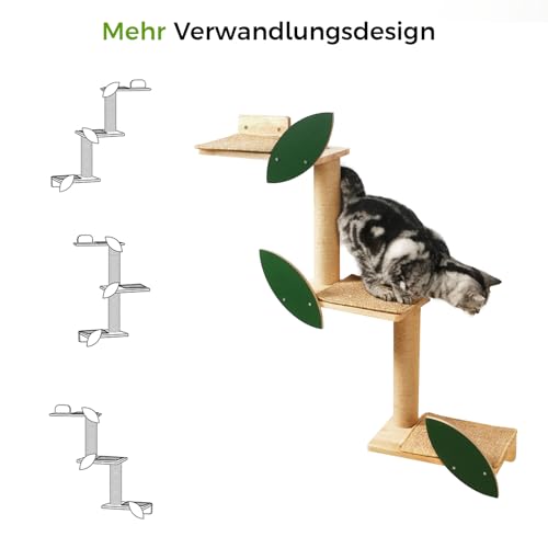 Meowoou Katzen Wandregale, Kratzbaum, Wandmontierte Sitzgelegenheit, 3-in-1 Katzenstufen, Wand Dschungelplattform, Zubehör für Katzen, Klettern, Spielen, Kratzen, Nickerchen von Meowoou