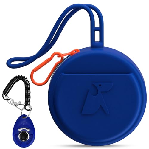 Leckerli-Tasche für Hunde, kleine Tasche mit Trainings-Clicker, Frischhaltes-Silikon, Metall-Reißverschluss, integriertes Armband, tragbare Mini-Taschengröße, leicht zu reinigen, Haustier-Reisetasche von Meowpoo