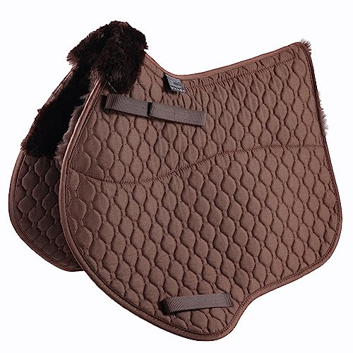 Merauno® Lambwool GP Schabracke Volldecke Jumping Numnah Satteltuch & Quadratische Sattelpolster Reitshow Allzweckunterlage (VSS, Braun) von Merauno