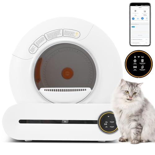 Merax 65L Selbstreinigende Katzenklo,Automatische Katzentoilette,Smart Katzenklong für mehrere Katzen, für viele Arten von Streu, Infrarotsensor,eliminiert Geruch,APP-gesteuert,sichere Kindersicherung von Merax