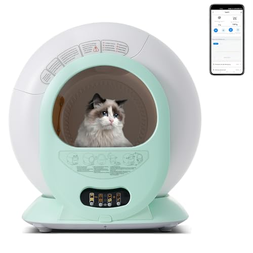 Merax Selbstreinigende Katzentoilette mit APP-Kontrolle 65L Leise Adaptive Automatische Katzentoilette Elektrisches Katzenklo Robuster einfach zu geeignet für viele Arten von Streu von Merax