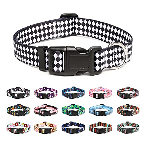 Mercano Hundehalsband Verstellbares, Weich Nylon Komfort & Robuster Gemustertes Hunde Halsband für Kleine Mittlere Große Hunde Welpen Katzen (L, Rhombe) von Mercano