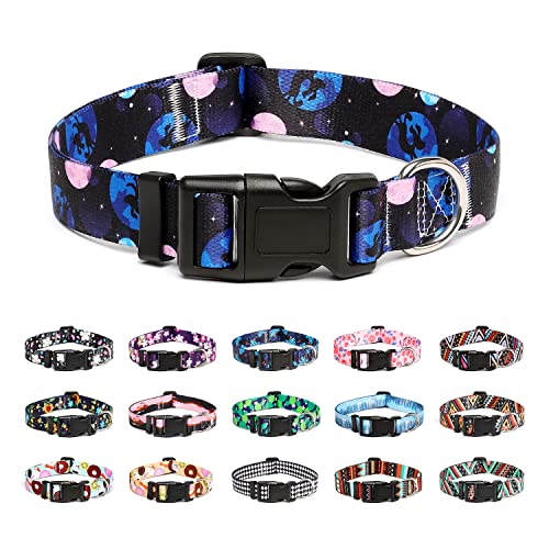 Mercano Hundehalsband Verstellbares, Weich Nylon Komfort & Robuster Gemustertes Hunde Halsband für Kleine Mittlere Große Hunde Welpen Katzen (M, Nachthimmel) von Mercano