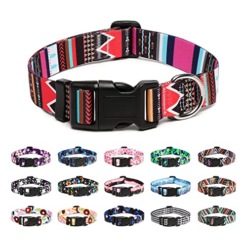 Mercano Hundehalsband Verstellbares, Weich Nylon Komfort & Robuster Gemustertes Hunde Halsband für Kleine Mittlere Große Hunde Welpen Katzen (M, Stamm Rosa) von Mercano