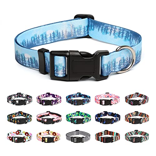 Mercano Hundehalsband Verstellbares, Weich Nylon Komfort & Robuster Gemustertes Hunde Halsband für Kleine Mittlere Große Hunde Welpen Katzen (M, Wald) von Mercano