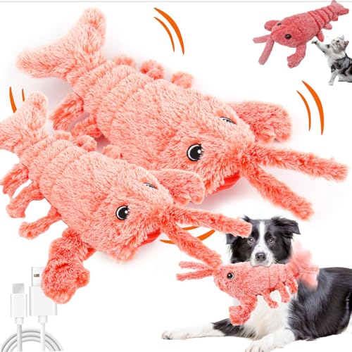 Merrwon Lobster interaktives hundespielzeug, interaktives katzenspielzeug, Hundespielzeug Unzerstörbar, Elektrisch Hummer Haustier Kauspielzeug für Katzen, Hunde, Haustiere (2PCS) von Merrwon