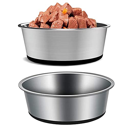 Mery Home Edelstahl-Hundenäpfe mit Silikonboden, rutschfeste Futter- und Wassernäpfe, stapelbare Futterschale für Katzen, kleine, mittlere und große Hunde (2 Pack 14cm/520ml, Schwarz) von Mery Home