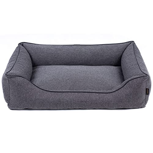 Mestizo Mallorca Comfort Haustierbett Hundekorb Tierbett Hundesofa aus Strapazierfähigem Polsterstoff (Außenmaße: 80x60cm / Innenmaße: 56x40cm, Dunkelgrau/schwarz) von Mestizo