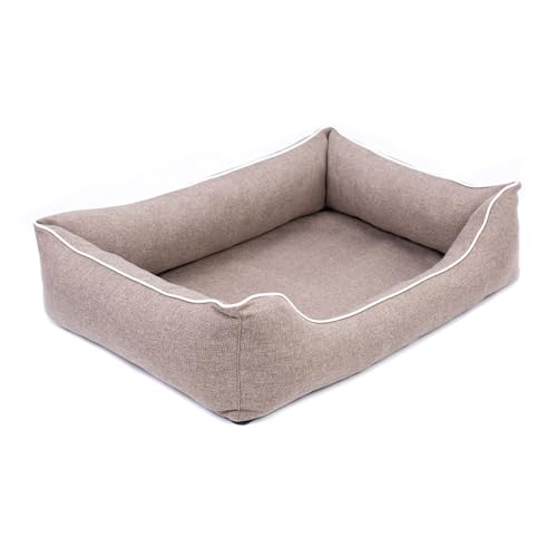 Mestizo Mallorca Orthopädisches Hundebett | Hundekorb, Sofa, Waschbar, Oeko-TEX-Zertifiziert (Beige mit weißem Rand, Außenmaße: 100x75cm) von Mestizo