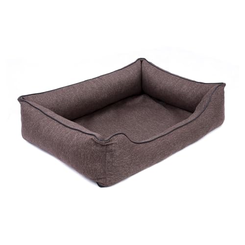 Mestizo Mallorca Orthopädisches Hundebett | Hundekorb, Sofa, Waschbar, Oeko-TEX-Zertifiziert (Braun mit schwarzem Rand, Außenmaße: 100x75cm) von Mestizo