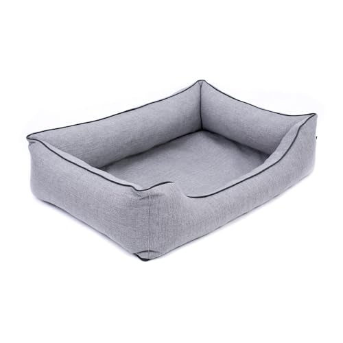 Mestizo Mallorca Orthopädisches Hundebett | Hundekorb, Sofa, Waschbar, Oeko-TEX-Zertifiziert (Hellgrau mit schwarzem Rand, Außenmaße: 100x75cm) von Mestizo