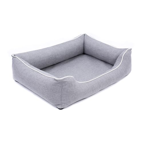 Mestizo Mallorca Orthopädisches Hundebett | Hundekorb, Sofa, Waschbar, Oeko-TEX-Zertifiziert (Hellgrau mit weißem Rand, Außenmaße: 80x60cm) von Mestizo