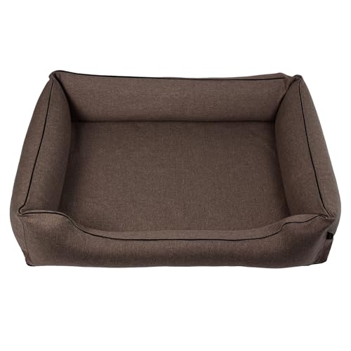 Mestizo Mallorca Standard TwinFoam Hundebett, Hundekorb, Sofa aus Polsterstoff, Oeko-TEX Zertifiziert, Bezug Abnehmbar und Waschbar (Braun mit schwarzem Rand, Außenmaße: 100x75cm) von Mestizo