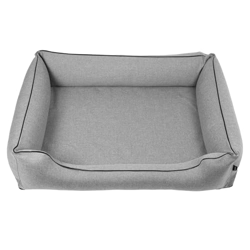 Mestizo Mallorca Standard TwinFoam Hundebett, Hundekorb, Sofa aus Polsterstoff, Oeko-TEX Zertifiziert, Bezug Abnehmbar und Waschbar (Hellgrau mit schwarzem Rand, Außenmaße: 100x75cm) von Mestizo