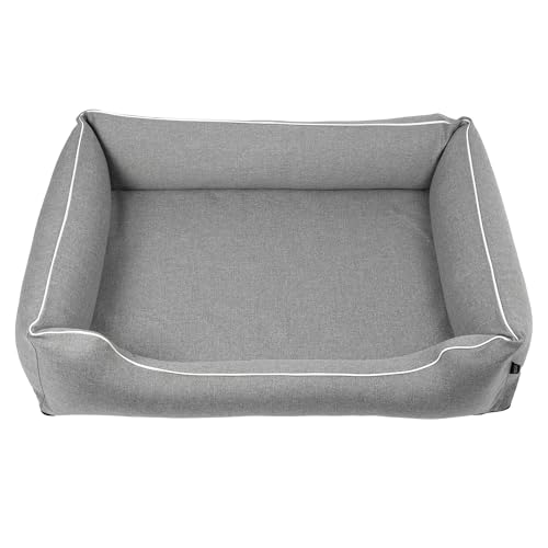 Mestizo Mallorca Standard TwinFoam Hundebett, Hundekorb, Sofa aus Polsterstoff, Oeko-TEX Zertifiziert, Bezug Abnehmbar und Waschbar (Hellgrau mit weißem Rand, Außenmaße: 100x75cm) von Mestizo