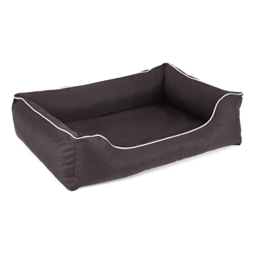 Mestizo Valencia Orthopedic Orthopädisches Haustierbett Hundekorb Tierbett Hundesofa Bezug aus wasserdichtem Polyestergewebe Cordura (Außenmaße: 100x75cm / Innenmaße: 70x53cm, Braun/Weiß) von Mestizo