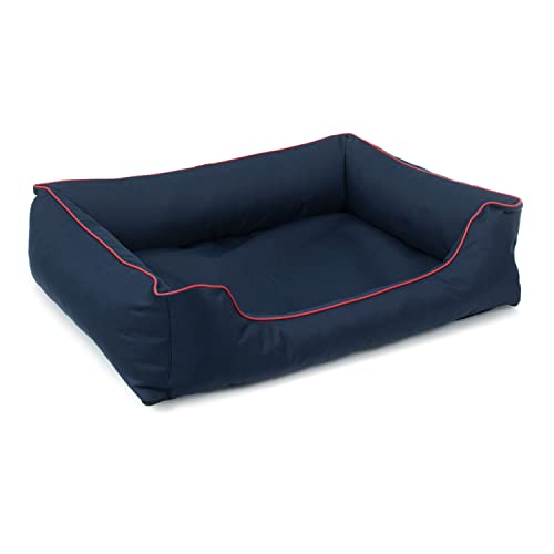 Mestizo Valencia Orthopedic Orthopädisches Haustierbett Hundekorb Tierbett Hundesofa Bezug aus wasserdichtem Polyestergewebe Cordura (Außenmaße: 100x75cm / Innenmaße: 70x53cm, Marine/Rot) von Mestizo