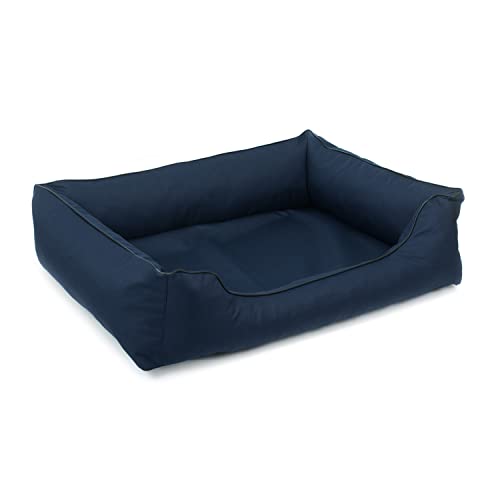 Mestizo Valencia Orthopedic Orthopädisches Haustierbett Hundekorb Tierbett Hundesofa Bezug aus wasserdichtem Polyestergewebe Cordura (Außenmaße: 100x75cm / Innenmaße: 70x53cm, Marine/Schwarz) von Mestizo