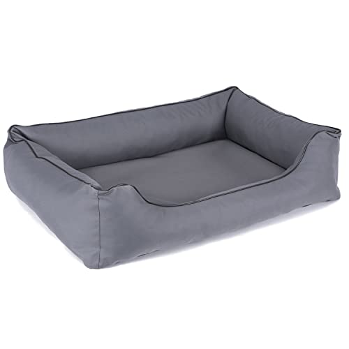 Mestizo Valencia Orthopedic Orthopädisches Haustierbett Hundekorb Tierbett Hundesofa Bezug aus wasserdichtem Polyestergewebe Cordura (Außenmaße: 65x50cm / Innenmaße: 41x27cm, Hellgrau/Schwarz) von Mestizo