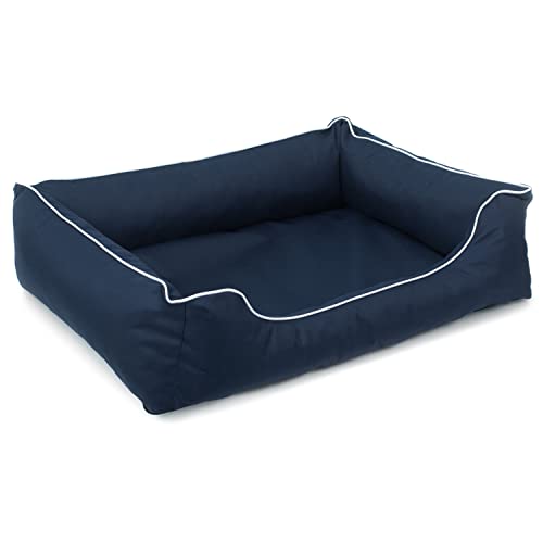 Mestizo Valencia Orthopedic Orthopädisches Haustierbett Hundekorb Tierbett Hundesofa Bezug aus wasserdichtem Polyestergewebe Cordura (Außenmaße: 65x50cm / Innenmaße: 41x27cm, Marine/Weiß) von Mestizo