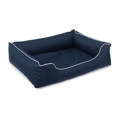 Mestizo Valencia Orthopedic Orthopädisches Haustierbett Hundekorb Tierbett Hundesofa Bezug aus wasserdichtem Polyestergewebe Cordura (Außenmaße: 80x60cm / Innenmaße: 56x40cm, Marine/Weiß) von Mestizo