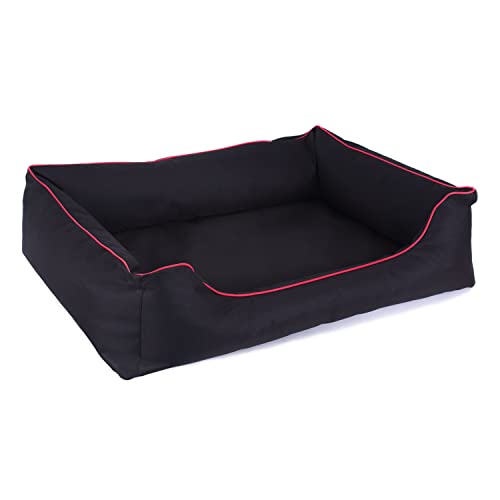 Mestizo Valencia Orthopedic Orthopädisches Haustierbett Hundekorb Tierbett Hundesofa Bezug aus wasserdichtem Polyestergewebe Cordura (Außenmaße: 80x60cm / Innenmaße: 56x40cm, Schwarz/Rot) von Mestizo