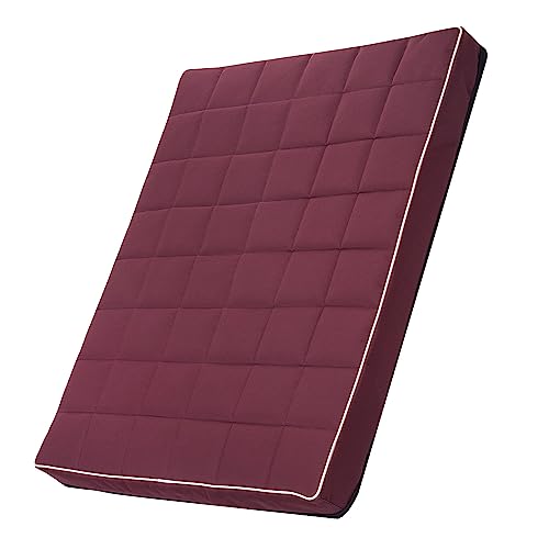 Mestizo Vigo Hundematratze Hundebett Hundematte Matratze für Hunde Rutschfester Gesteppt Boden Wasserdichtes Cordura-Polyestergewebe (80x60x5cm, Burgund/weiß) von Mestizo