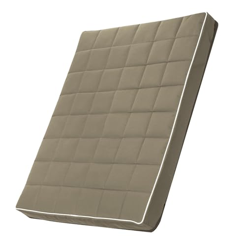 Mestizo Vigo Hundematratze Hundebett Hundematte Matratze für Hunde Rutschfester Gesteppt Boden Wasserdichtes Cordura-Polyestergewebe (Beige/weiß, 65x50x5cm) von Mestizo