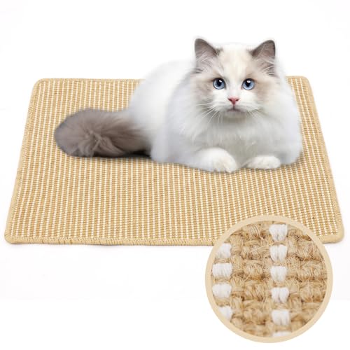 Katzenkratzmatte für Indoor-Katzen, Sisal-Kratzmatte, Katzenteppichschutz, natürliche Sisal-Katzenkratzdecke mit Bändern, Katzenboden-Eck-Kratzmatte (L/19,7 x 80 cm) von Metionc