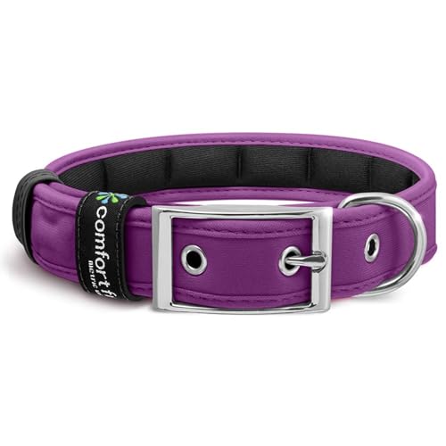 Comfort Fit Hundehalsband – weich gepolstertes Hundetrainingshalsband mit Verstellbarer Schnalle – atmungsaktives und leichtes Haustierhalsband – langlebig, strapazierfähiges Hundehalsband – Lila, von Metric USA