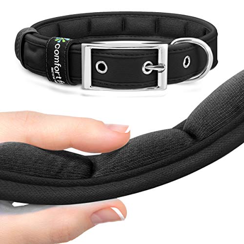 Comfort Fit Hundehalsband – weich gepolstertes Hundetrainingshalsband mit Verstellbarer Schnalle – atmungsaktives und leichtes Haustierhalsband – langlebig, strapazierfähiges Hundehalsband – Schwarz, von Metric USA