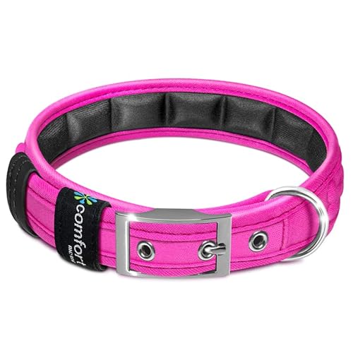 Metric USA Comfort Fit Weich gepolsterte Hundehalsbänder mit Schnalle Verstellbares Komfort-Halsband für kleine, mittelgroße und große Hunde (Pink, M) von Metric USA