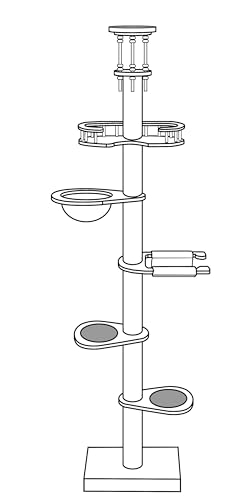 Katzenbäume vom Boden bis zur Decke für Indoor-Katzen große erwachsene Multi-Play-Katzenturm mit natürlichem Sisal-Kratzbaum, 6 Ebenen, Katzenkletterbäume, Deckenhöhe bis zu 296 cm von MewJoyee