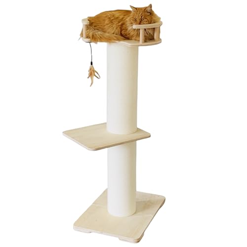 Niedlicher Katzenbaum, Kätzchen-Katzenturm mit 16 cm breitem Pfosten, Katzenzaun-Sitzstange, Sisal-Kratzbäume mit springender Plattform-Pedal für große Indoor-Katzen von MewJoyee