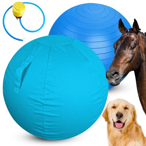 Mewlmart Herding Ball für Hunde, Pferdeball, großer Hunde-Fußball für Pferde, robuste Ballabdeckung für Hundespielzeug für Pferde, Ball, Blau, 63,5 cm von Mewlmart