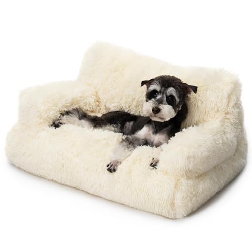 Mewoo Haustierbett für Katzen und kleine Hunde, waschbares Welpenschlafbett, Katzen-Couch, Haustier-Sofa, weich, beruhigendes Katzen-Sofabett für Indoor-Katzen, rutschfeste Unterseite (Beige) von Mewoo