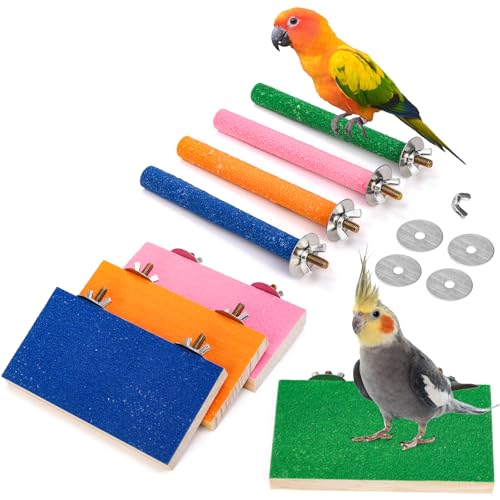 Mezchi Vogel-Sitzstange, Spielzeug, buntes Holz, Papageien-Sitzstange, Plattform, Pfotenschleifstab, Vogelkäfig-Zubehör für Wellensittiche, Sittiche, Nymphensittiche, Lorikeet, Sittiche, Sittiche, von Mezchi