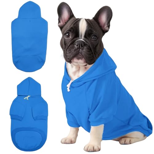 Mfiker Hunde-Kapuzenpullover für Herbst und Winter, für kleine Hunde, mit Loch für die Leine und Tasche, Kapuzen-Sweatshirt für Jungen, Mädchen, kleine, mittelgroße Welpen, Hunde, Katzen (blauer von Mfiker